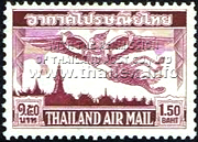a Garuda flying over traditional Thai structures